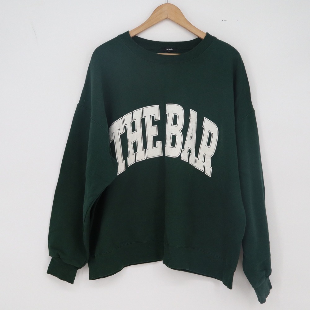 The Bar Sweatshirt Womens XL Pullover Green Arch Logo Oversized Excellent
